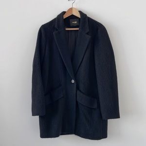 MAJE Virgin Wool Mohair Blend Black Coat Peacoat
